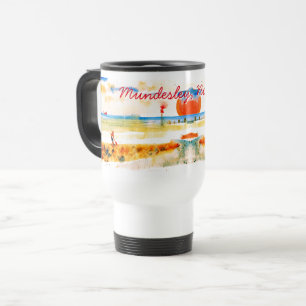 Taza De Viaje Barco rojo y playa en Mundesley, Norfolk