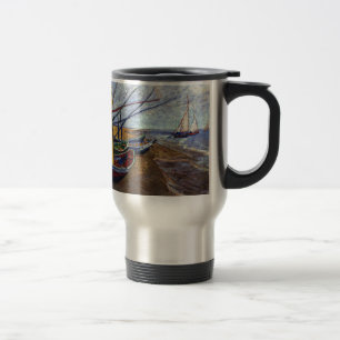Taza De Viaje Barcos de pesca en la playa