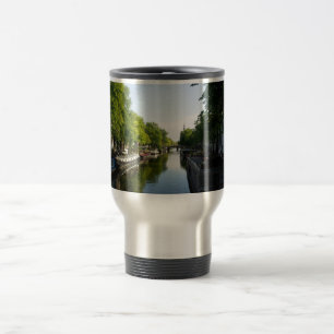 Taza De Viaje Barcos domésticos en el canal de Ámsterdam