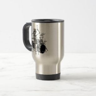 Taza De Viaje Baterista de la Banda de Esqueleto