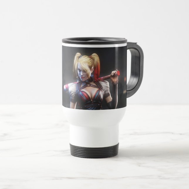 Taza De Viaje Batman Arkham Knight | Harley Quinn con murciélago (Anverso derecho)
