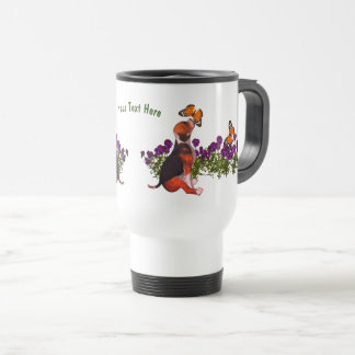 Taza De Viaje Beagle Butterflies Pansies Cute Personalizado