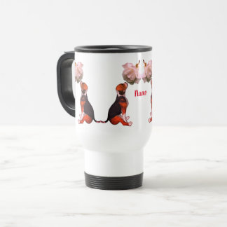 Taza De Viaje Beagle Puppy White Rose Cute Dog Personalizado