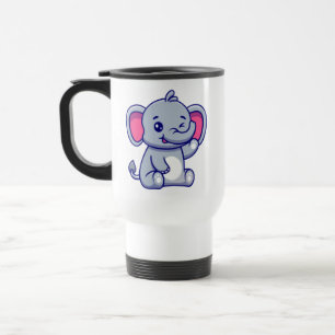 Taza De Viaje Bebé elefante lindo sentado dibujo animado-23800