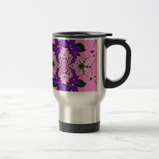 Taza De Viaje Bebé lindo Floral Rosa Morada Sombra Motif Art (Derecha)