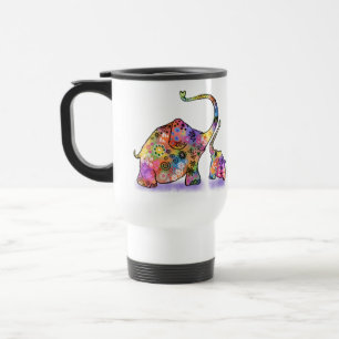 Taza De Viaje Bebé lindo y mamá elefante de viaje