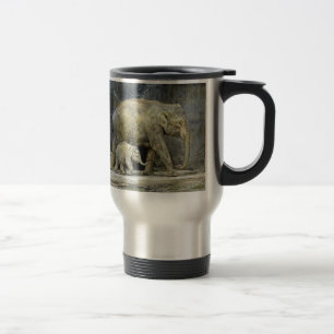 Taza De Viaje Becerro y mamá del bebé del elefante