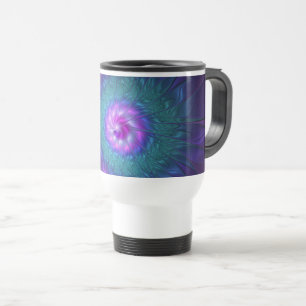 Taza De Viaje Belleza floral abstracta arte fractal colorido Flo