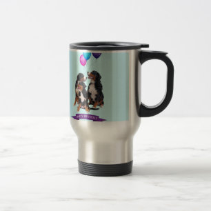 Taza De Viaje Bernese Mountain Dogs Feliz cumpleaños