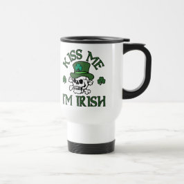 Taza De Viaje Béseme que soy cráneo irlandés