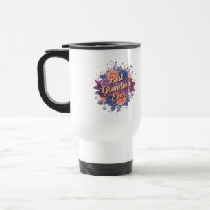 Taza De Viaje Best Grandma Ever Floral