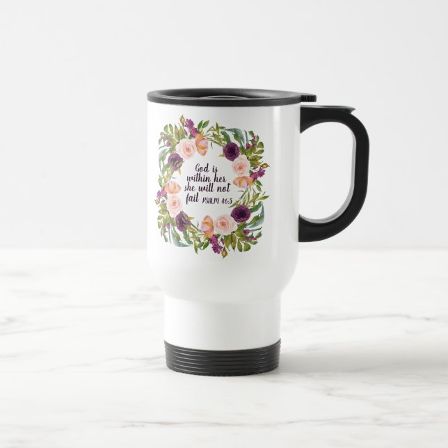 Taza De Viaje Biblia cristiana contra flor rosa borgoñona (Derecha)