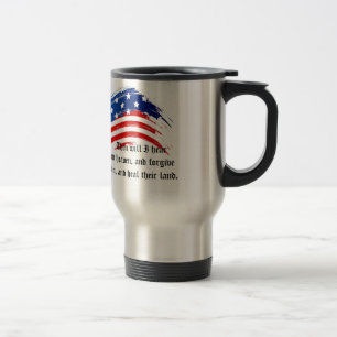 Taza De Viaje Biblia Verse 2 Crónicas 7:14, Bandera de Estados U