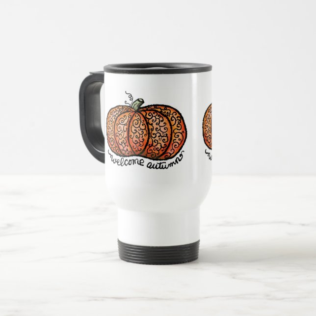 Taza De Viaje Bienvenida Calabaza de fibra de otoño (Anverso izquierdo)