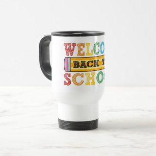 Taza De Viaje Bienvenido de nuevo a la escuela – Ilustración de