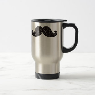 TAZA DE VIAJE BIGOTE DEL PURPURINA DEL NEGRO DE LA DIVERSIÓN