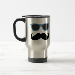 Taza De Viaje Bigote divertido con las sombras azules
