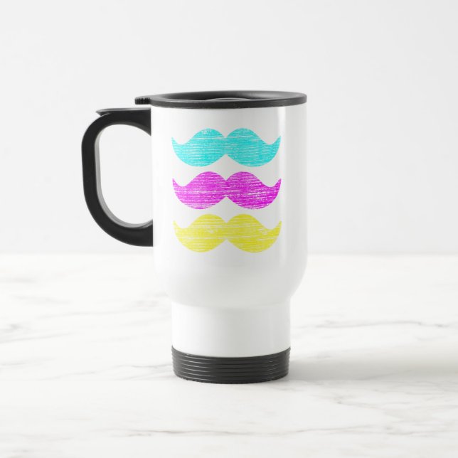 Taza De Viaje Bigotes CMY (estilo letterpress) (Izquierda)