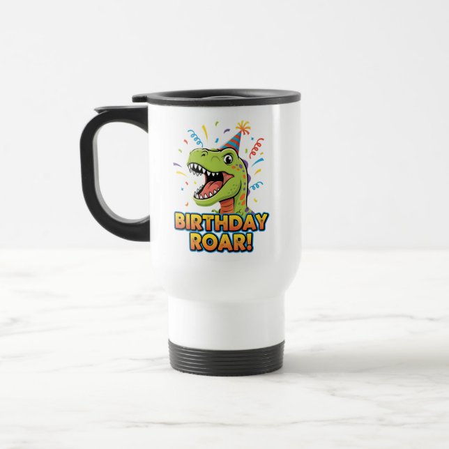 Taza De Viaje Birthday Roar Cute Dinosaur Birthday Party Design (Izquierda)