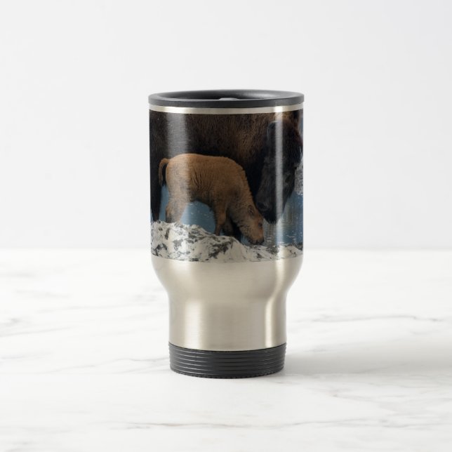 Taza De Viaje Bisonte de la mamá y del bebé (Centro)