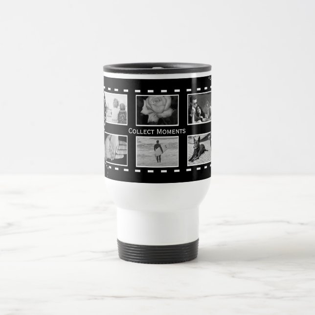 Taza De Viaje Black and White Film Reel Custom Photo (Centro)