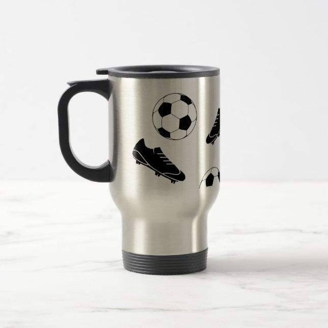 Taza De Viaje Black Elegant Classic Soccer limpia patrón de bola (Izquierda)
