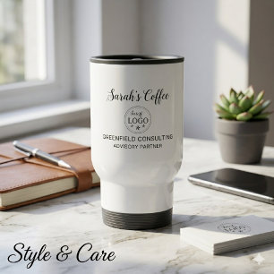 Taza de viaje blanca personalizada para negocios c