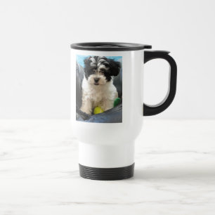 Taza De Viaje Blanco del negro del perrito del rescate de