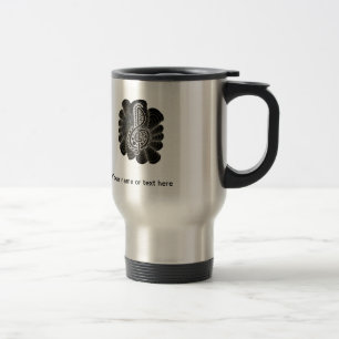 Taza De Viaje Blanco estilizado sobre el doodle de la música de