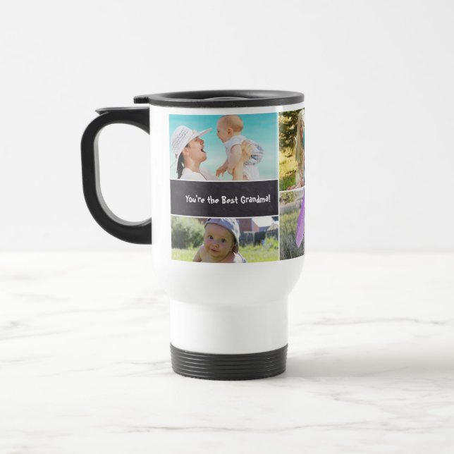 Taza De Viaje Blanco personalizado, 6 fotos de colección, abuela (Izquierda)