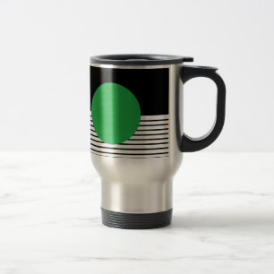 Taza De Viaje Bloqueo de color blanco negro y círculo verde