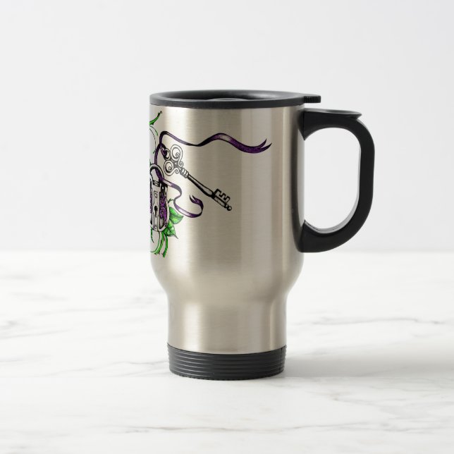 Taza De Viaje Bloqueo violeta y diseño de clave (Derecha)
