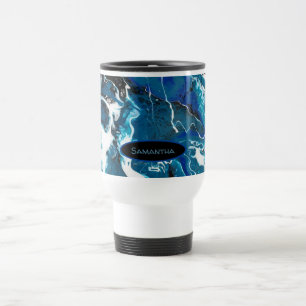 Taza De Viaje Blue Abstract Coffee Personalized Mug