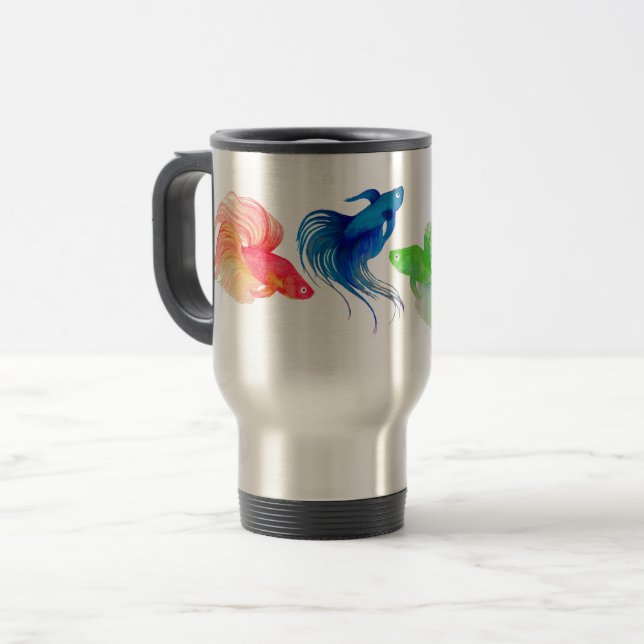 Taza De Viaje Blue Betta Watercolor (Anverso izquierdo)