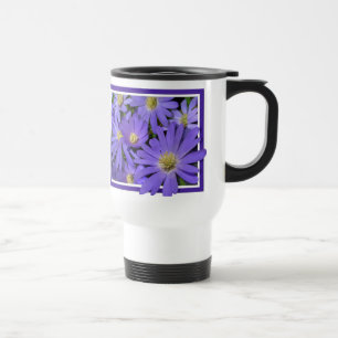 Taza De Viaje Blue Flowers Mug Travel Cup Blue Daisies Cup