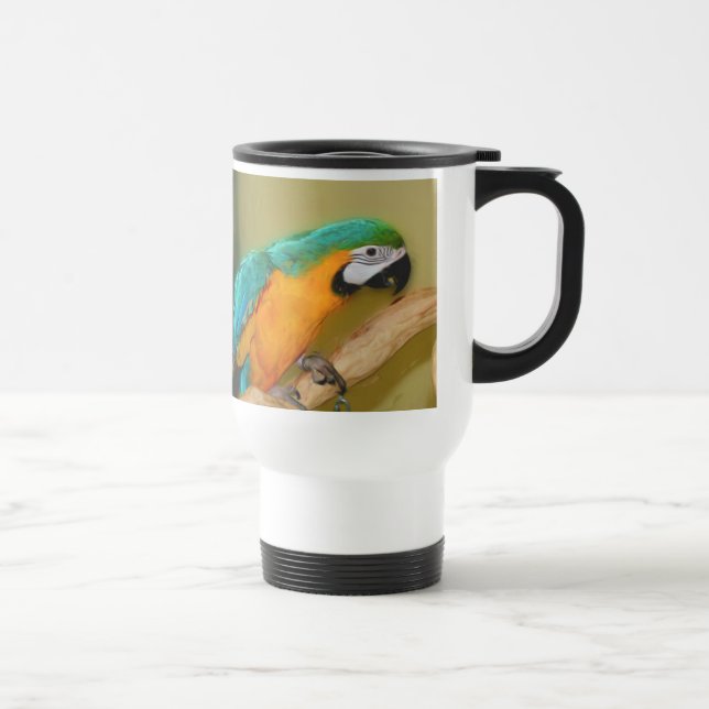 Taza De Viaje Blue Gold Macaw Parrot Pintar Mug de Viajes (Derecha)