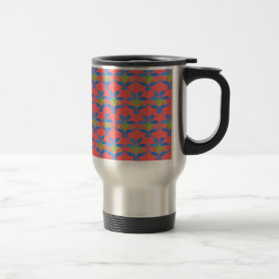 Taza De Viaje Blue Green Scarlet Art Nouveau Pattern Travel Mug