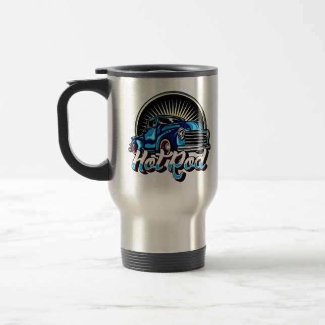 Taza De Viaje Blue Hot Rod Classic Musculcar Car (Izquierda)