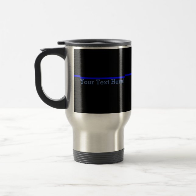 Taza De Viaje Blue Line fino simbólico su texto en negro (Izquierda)