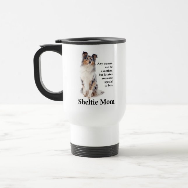 Taza De Viaje Blue Merle Sheltie Mom Travel Mug (Izquierda)