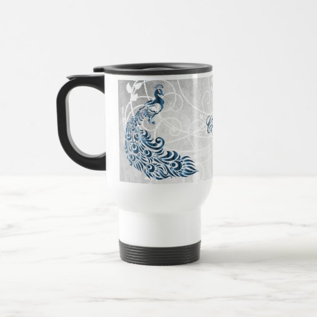 Taza De Viaje Blue Peacock Personalizado Travel Mug (Izquierda)