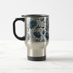 Taza De Viaje Blue Peony Garden Watercolor