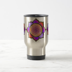 Taza De Viaje Blume des Lebens Lotus - naranja violeta