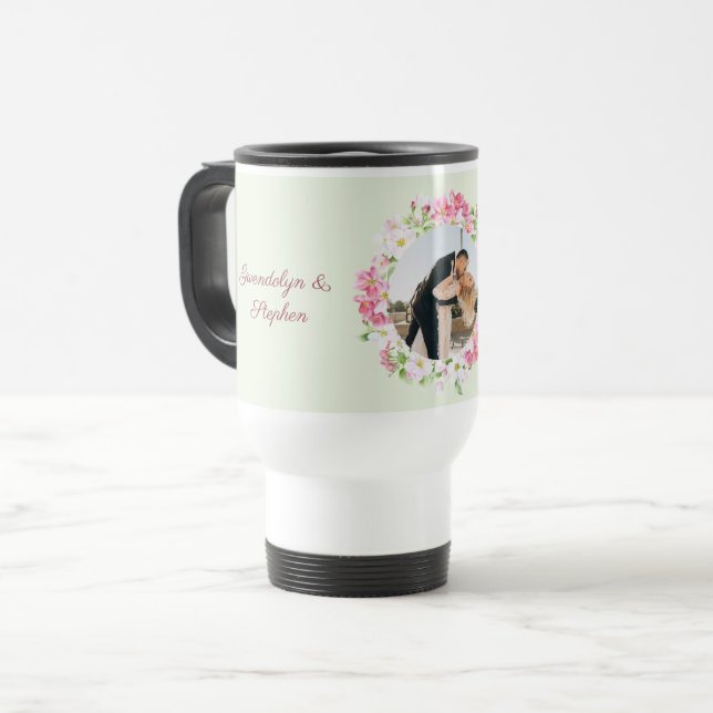 Taza De Viaje Boda fotográfico personalizado con Personalizado B (Anverso izquierdo)