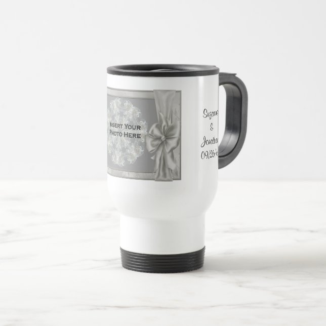 Taza De Viaje Boda Photo Silver Personalizado (Anverso derecho)