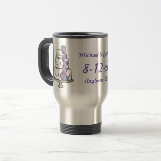 Taza De Viaje Boda Rosas de la púrpura del pastel (Anverso izquierdo)
