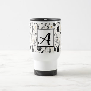 Taza De Viaje Boho Basic Black and White Travel Mug