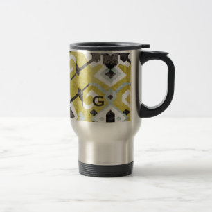Taza De Viaje Boho chic amarillo ikat patrón tribal monograma