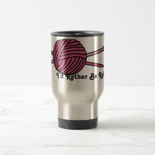 Taza De Viaje Bola rosada del hilado y de las agujas que hacen