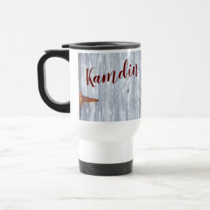 Taza De Viaje Bolera de café de 15 onzas personalizada Wash blan